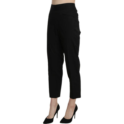 BENCIVENGA Black High Waist Straight Cropped Dress Pants