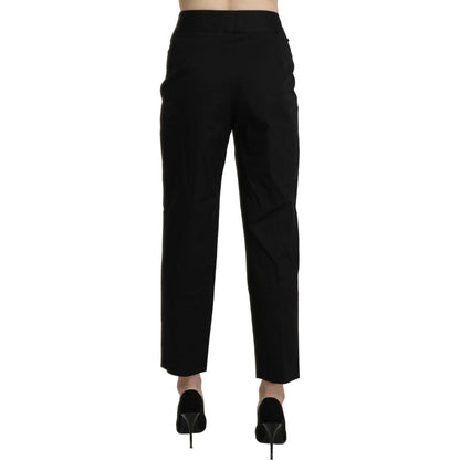 BENCIVENGA Black High Waist Straight Cropped Dress Pants