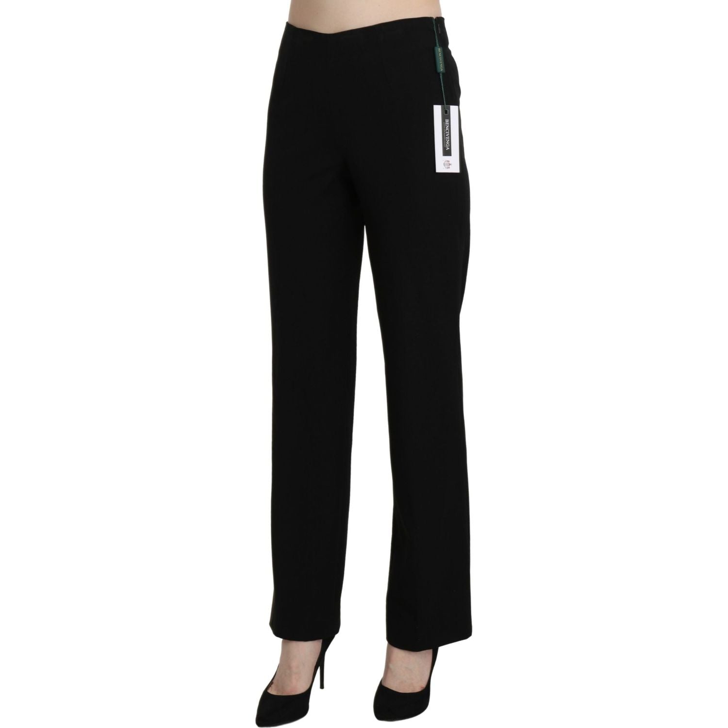 BENCIVENGA Black High Waist Straight Formal Dress Trouser