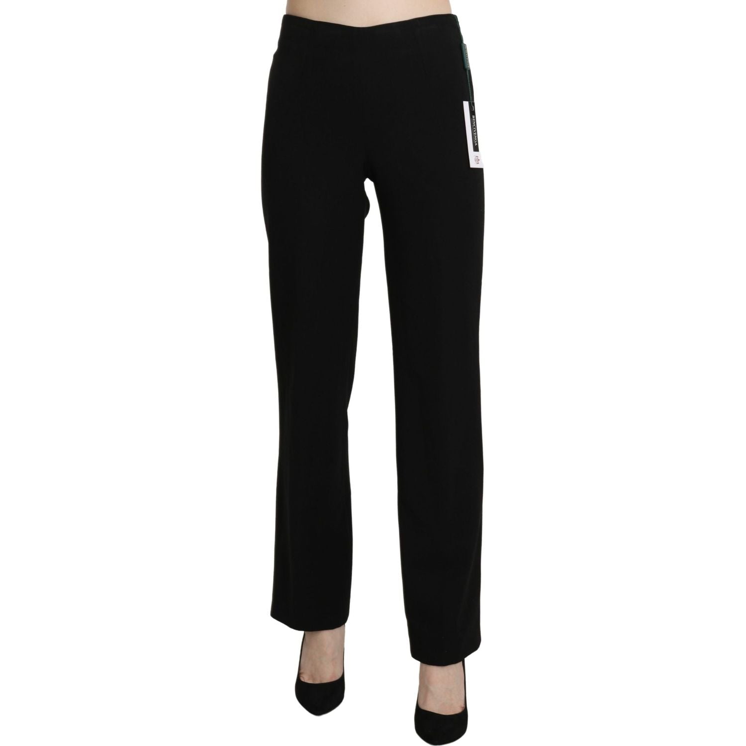 BENCIVENGA Black High Waist Straight Formal Dress Trouser