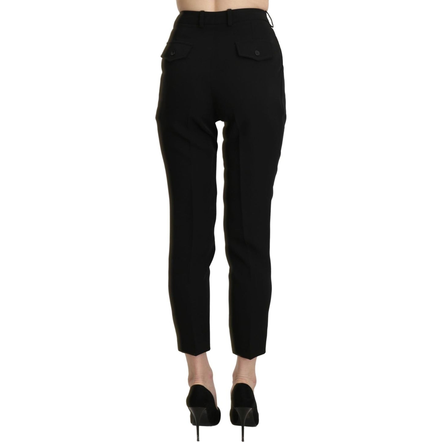 BENCIVENGA Black High Waist Skinny Cropped Dress Trouser Pant Jeans & Pants