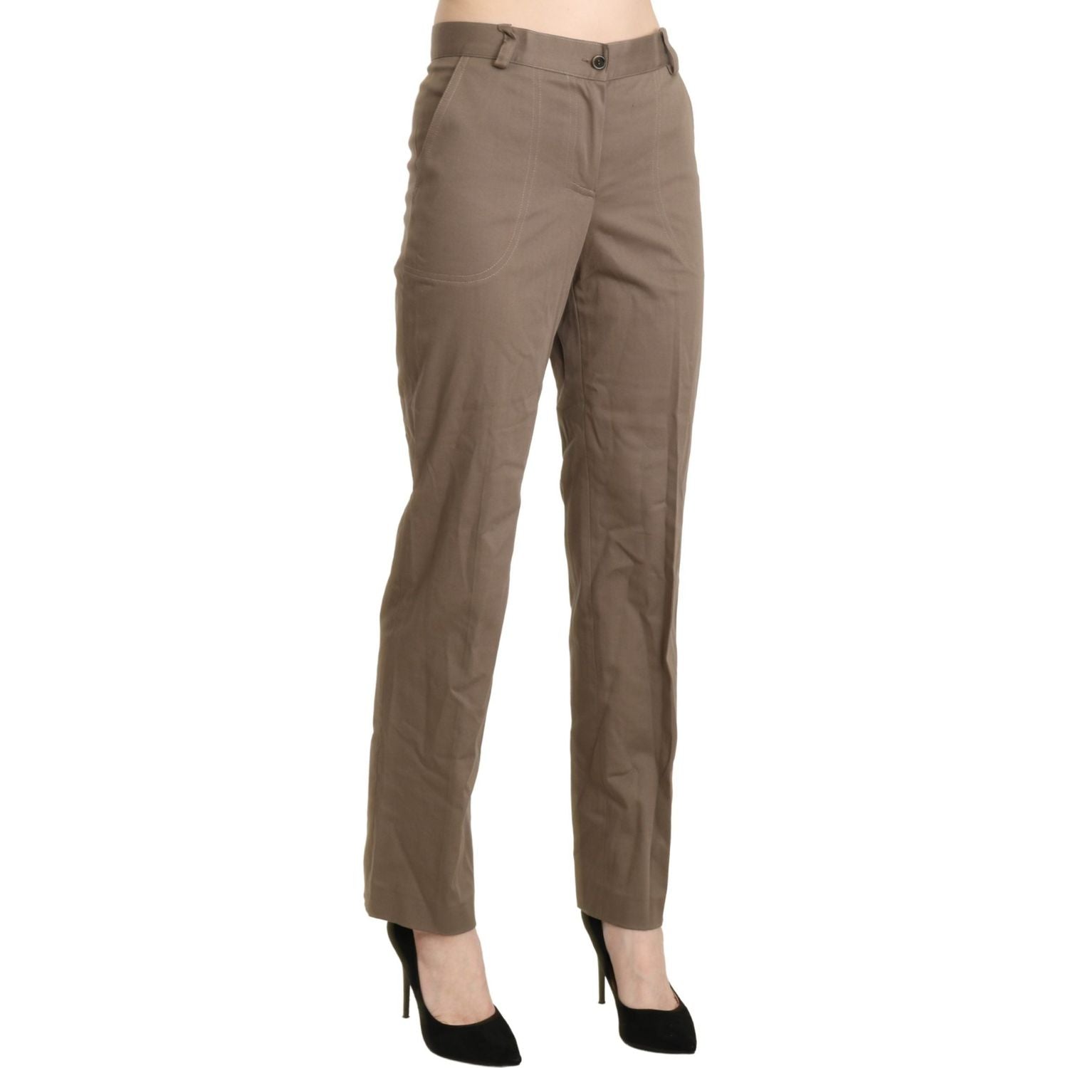 BENCIVENGA Brown High Waist Straight Dress Trouser Pants