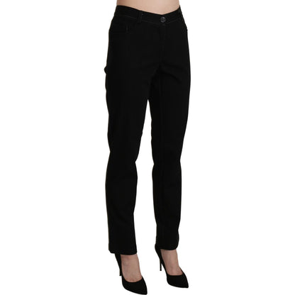 BENCIVENGA Black High Waist Straight Casual Trouser Pant