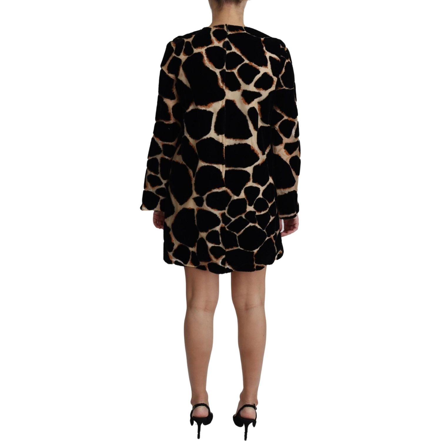 Dolce & Gabbana Black Giraffe Print Shift Mini Dress