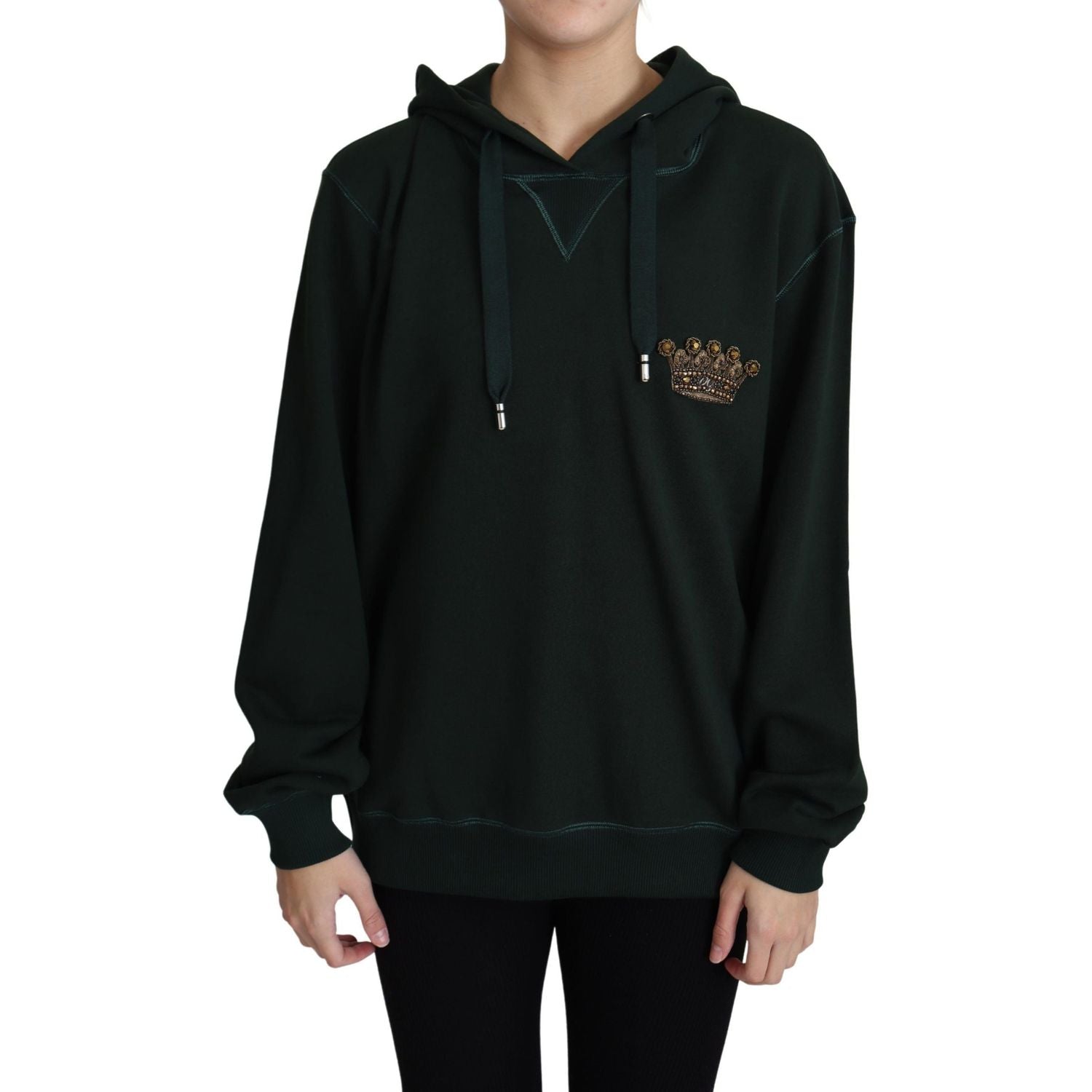 Dolce & Gabbana Dark Green Crown Embroidery Hoodie