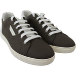 Dolce & Gabbana White Green Leather Low Top Sneakers Shoes