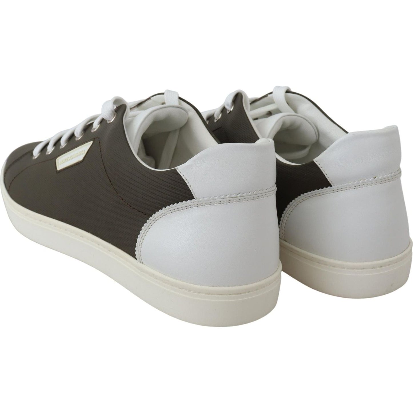 Dolce & Gabbana White Green Leather Low Top Sneakers Shoes