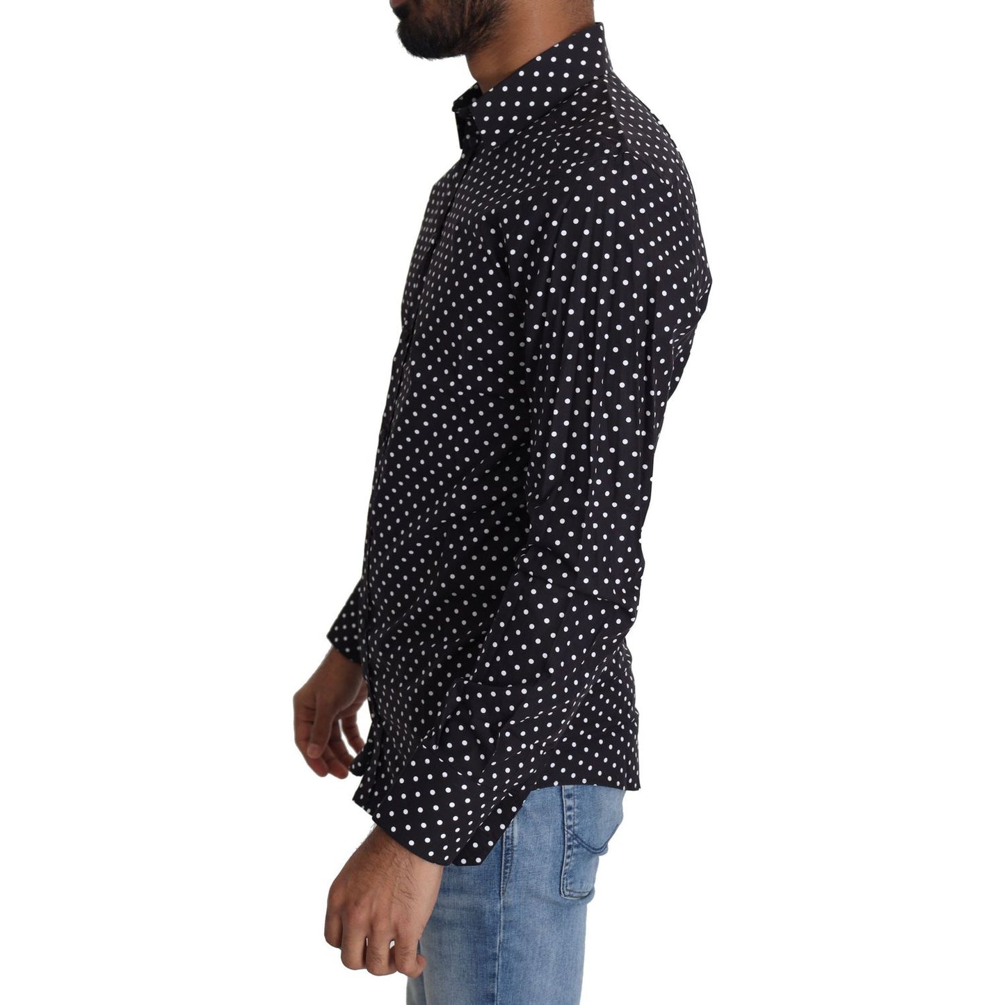 Dolce & Gabbana Black White Polka Dots Casual Shirt
