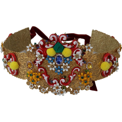Dolce & Gabbana multicolor Embellished Floral Crystal Wide Waist Belt Belt