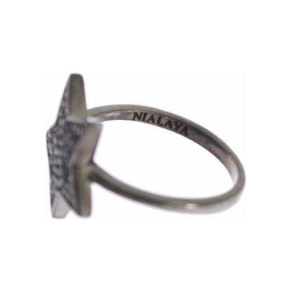 Nialaya Black CZ Star 925 Silver Womens Ring Ring