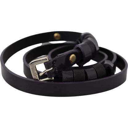 GF Ferre Black Leather Thin Gold Metal Chrome Buckle Belt Belt