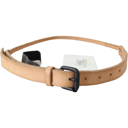 Scervino Street Light Brown Slim Leather Black Logo Buckle Belt Belt Belt