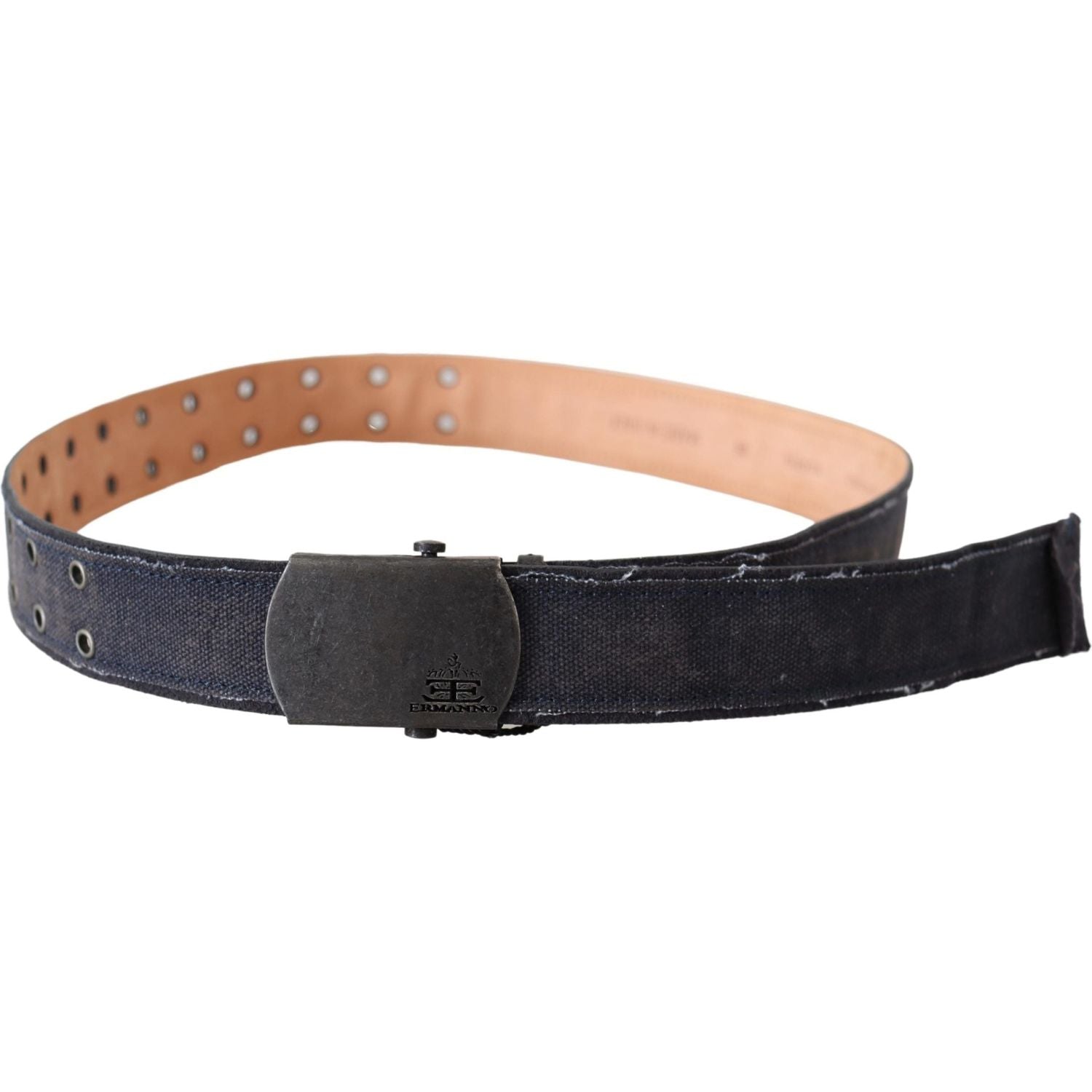 Ermanno Scervino Blue Leather Ratchet Buckle Belt