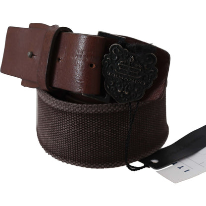 Ermanno Scervino Dark Brown Leather Wide Buckle Waist Belt Belt