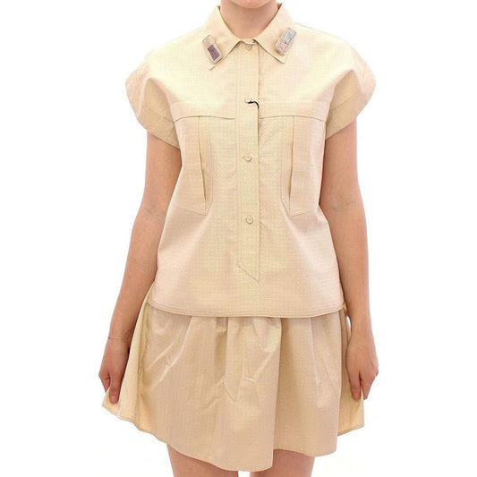 Andrea Incontri Beige Sleeveless Blouse Top