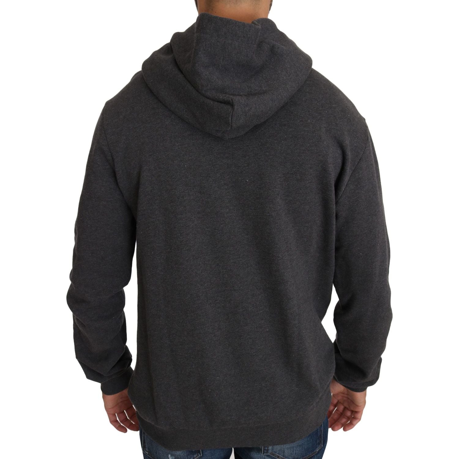 Dolce & Gabbana Gray Hooded Red Crystal Heart Gun Sweater