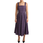 Dolce & Gabbana Purple Striped Cotton A-Line Stretch Dress
