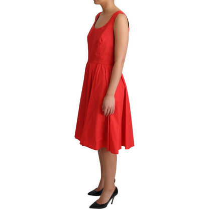 Dolce & Gabbana Red Polka Dotted Cotton A-Line Dress