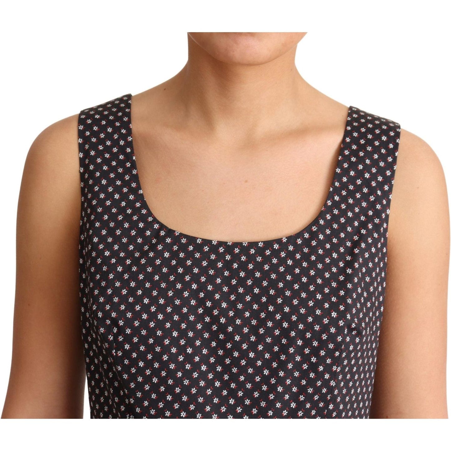 Dolce & Gabbana Black Floral Cotton A-Line Stretch Dress