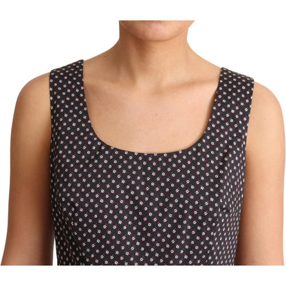 Dolce & Gabbana Black Floral Cotton A-Line Stretch Dress
