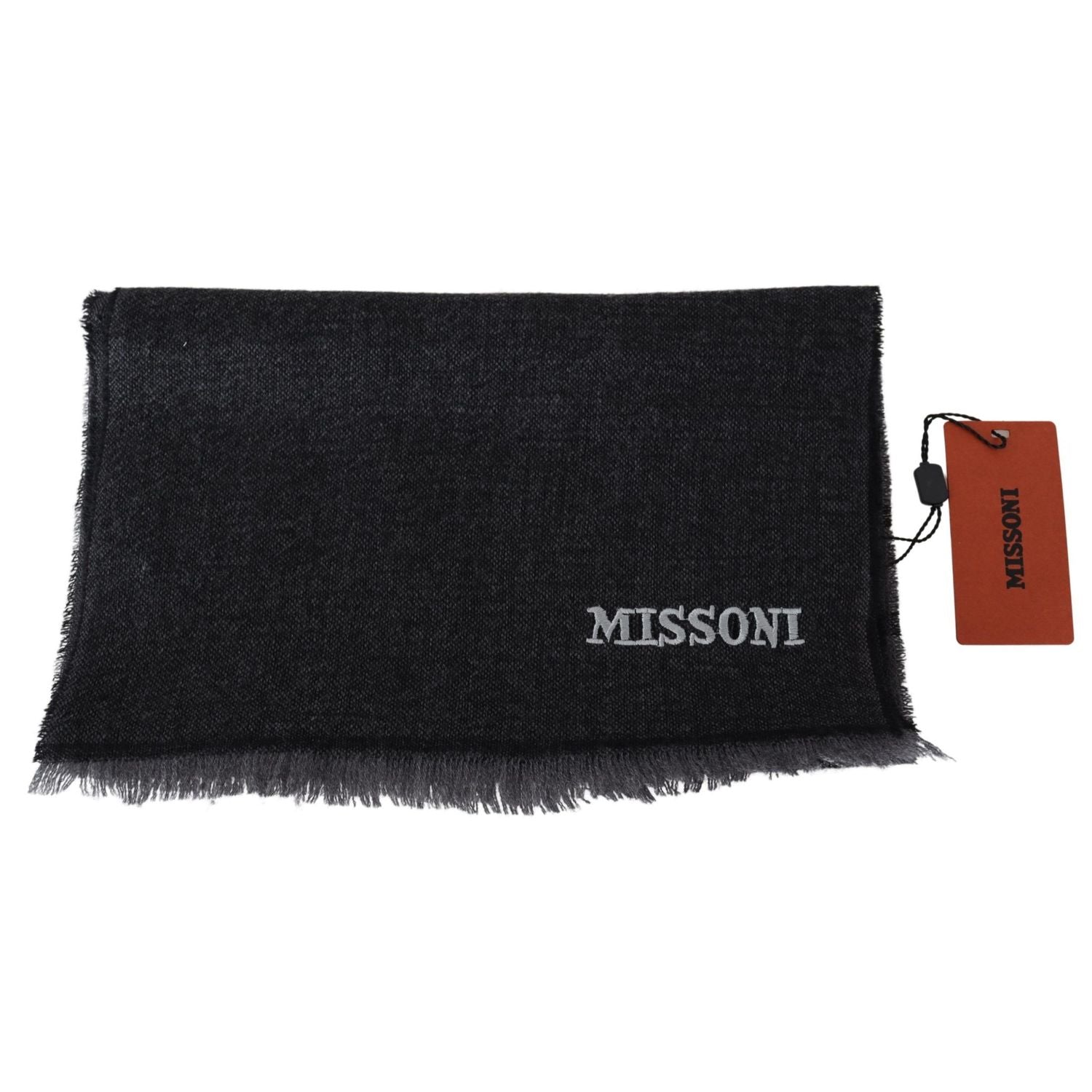 Missoni Black Striped Wool Unisex Neck Wrap Scarf