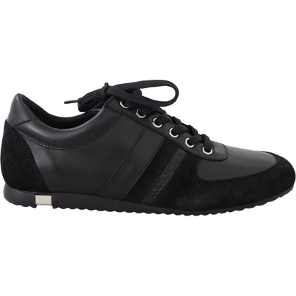 Dolce & Gabbana Black Logo Leather Casual Sneakers Shoes