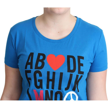 Moschino Blue Cotton Alphabet Letter Print Tops