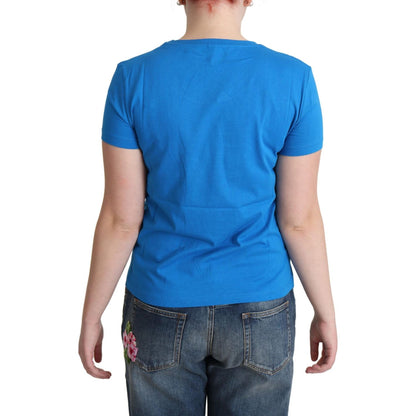 Moschino Blue Cotton Come Play 4 Us Print T-shirt