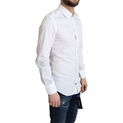 Dolce & Gabbana White Cotton Long Sleeves Men Formal Shirt