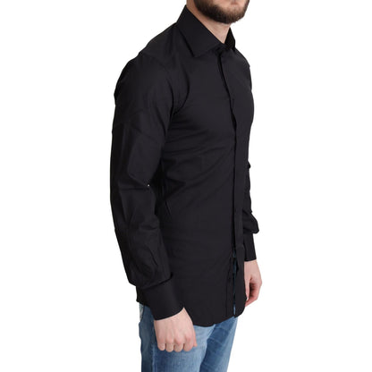 Dolce & Gabbana Black Cotton Blend Formal Dress Shirt