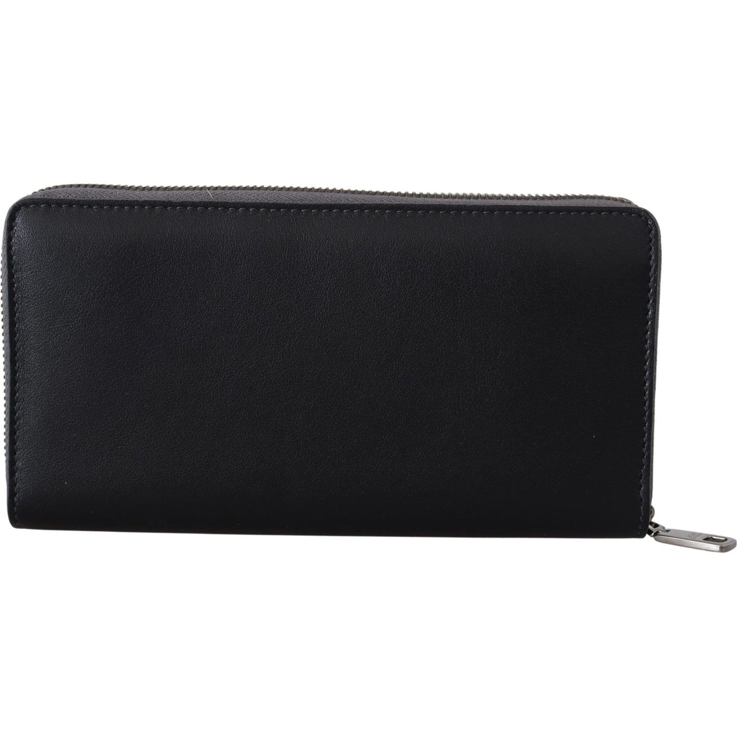 Dolce & Gabbana Black Zip Around Continental Clutch Leather Wallet