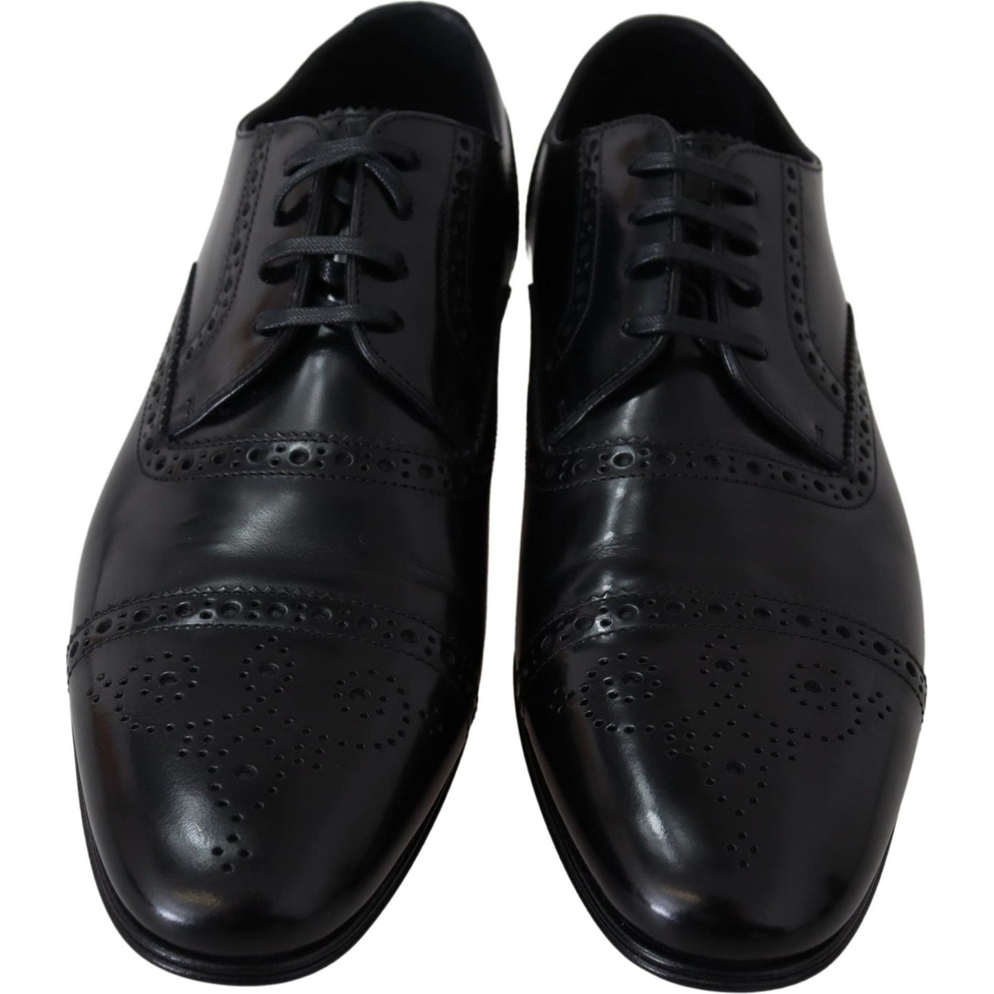 Dolce & Gabbana Black Leather Men Derby Formal Loafers Shoes
