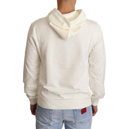 Dolce & Gabbana White King Ceasar Cotton Hooded Sweater