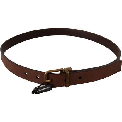 Dolce & Gabbana Brown Leather Rustic Buckle Cintura Belt