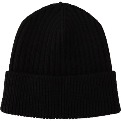 Dolce & Gabbana Black Wool Knit Women Winter Hat Beanie Hat