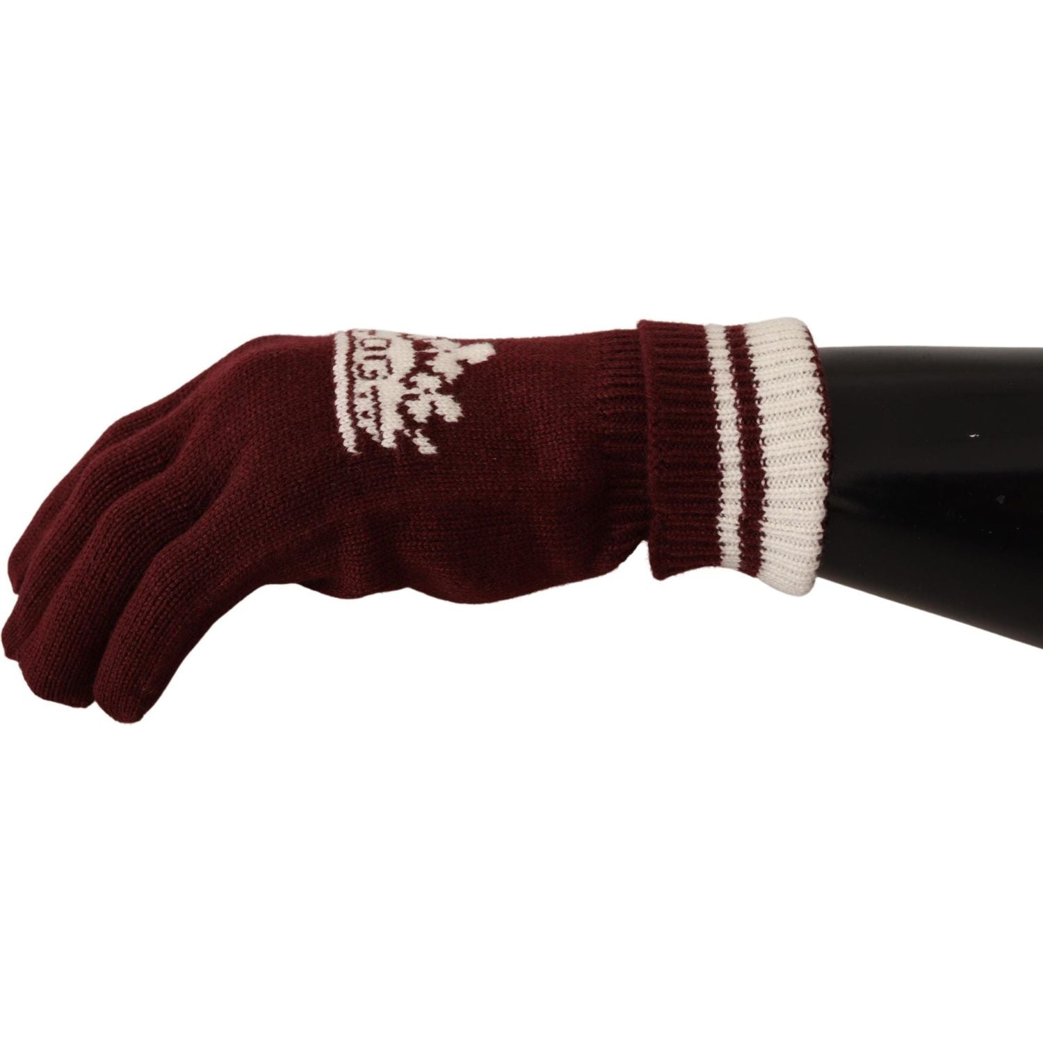 Dolce & Gabbana Red White D&G Logo Crown Cashmere Gloves