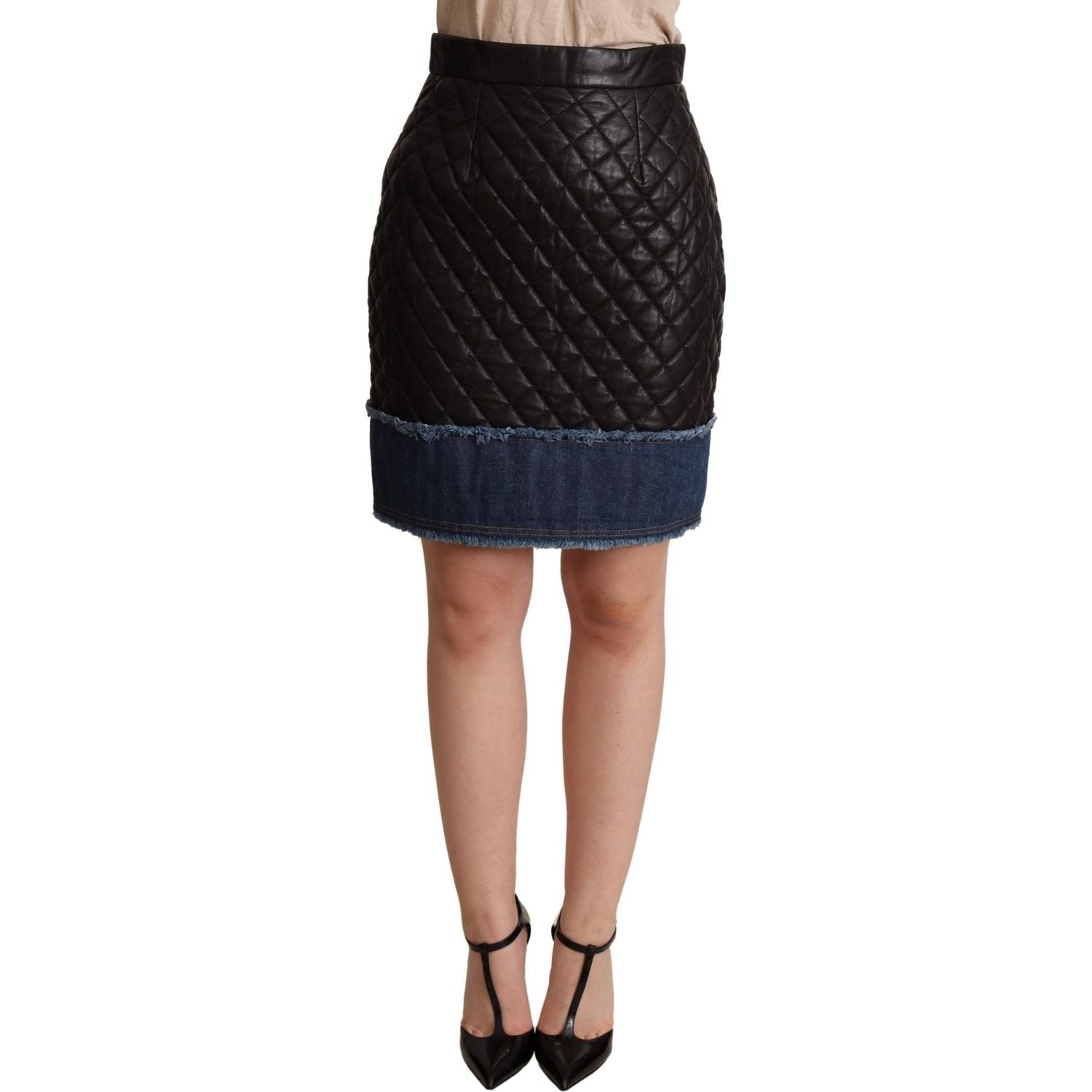 Dolce & Gabbana Black Quilted Leather Mini Skirts