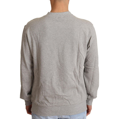 Dolce & Gabbana Gray Cotton Crewneck Pullover Sweater MAN SWEATERS