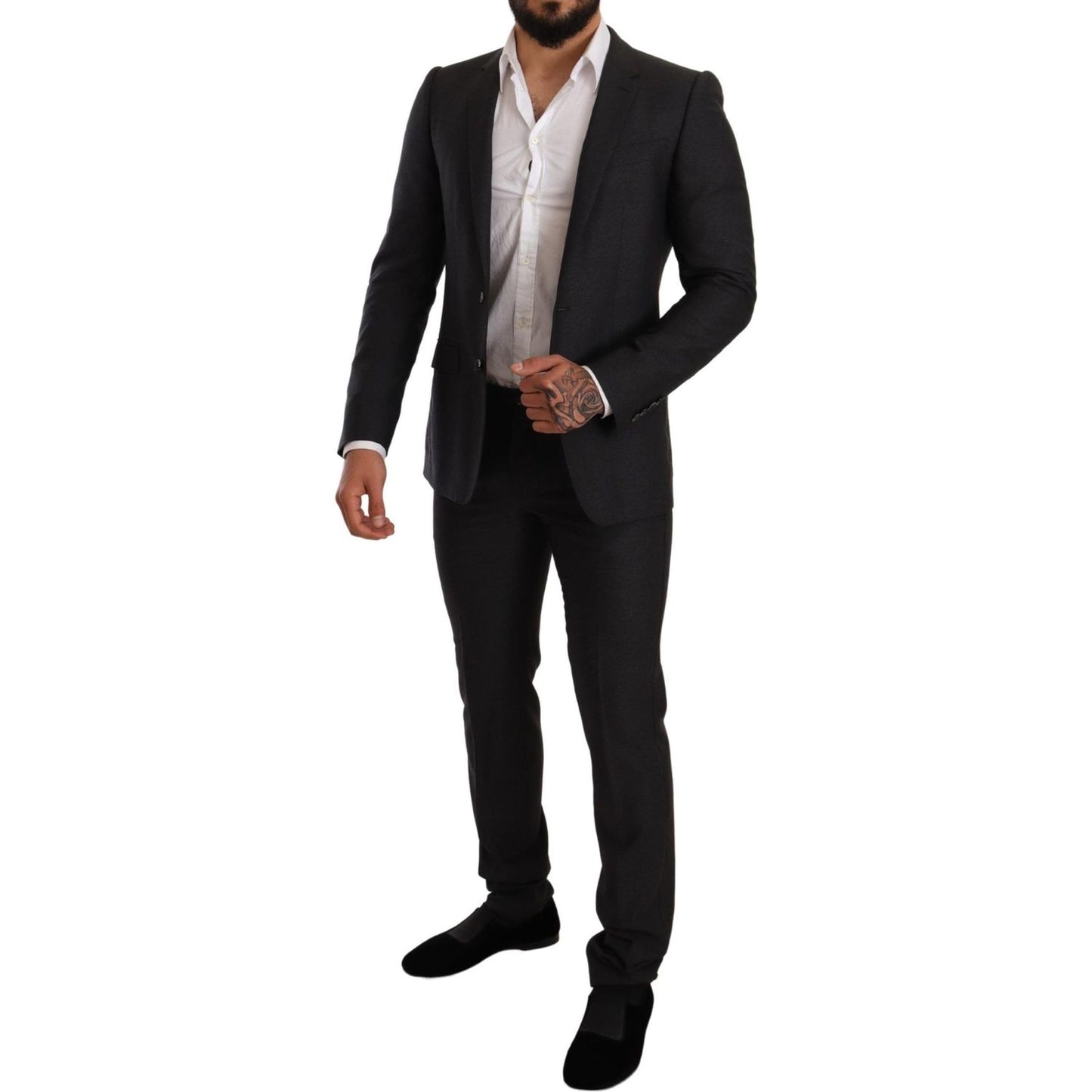 Dolce & Gabbana Gray Wool MARTINI Slim Fit Set Suit Suit