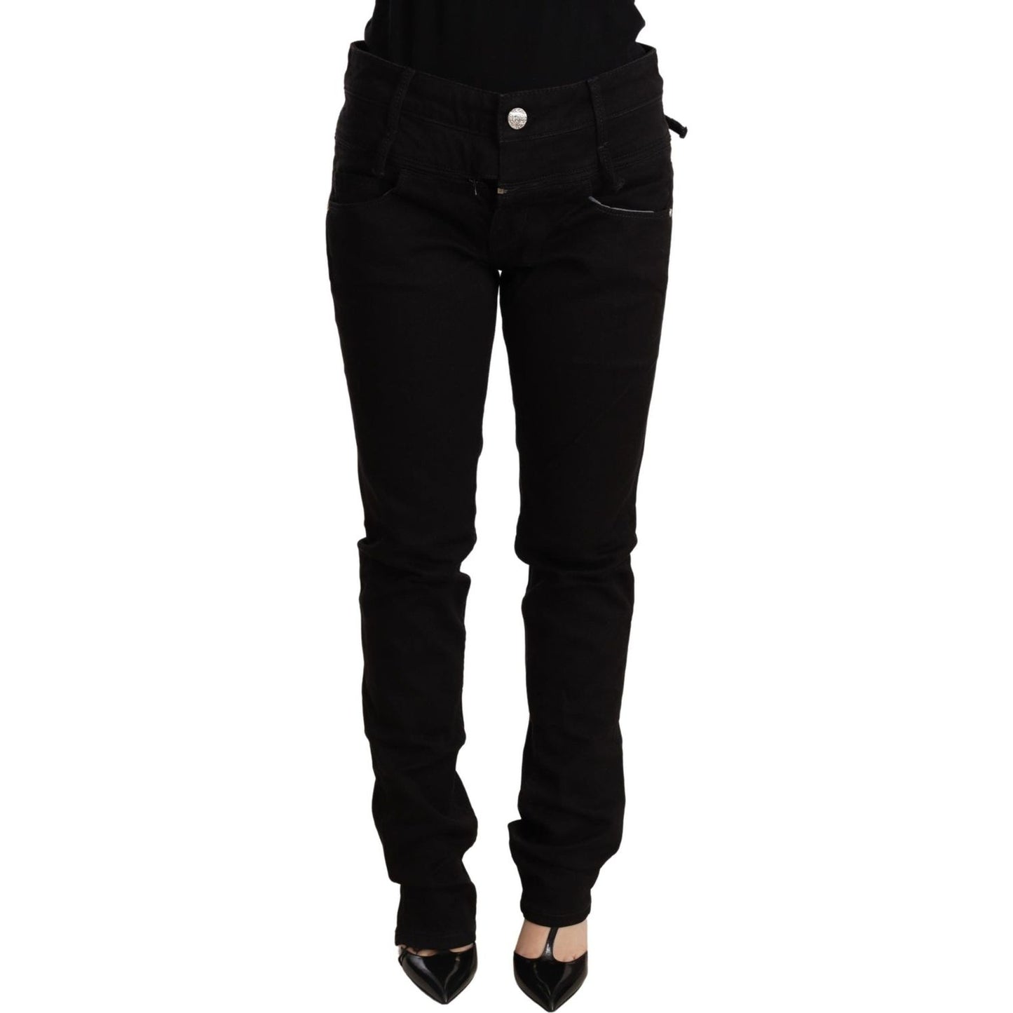Acht Black Low Waist Skinny Denim Jeans Trouser WOMAN TROUSERS