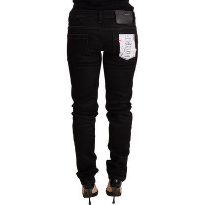 Acht Black Low Waist Skinny Denim Cotton Trouser WOMAN TROUSERS