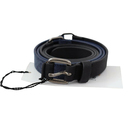 Costume National Black Blue Leather Silver Logo Belt WOMAN BELTS