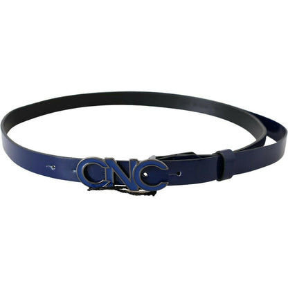 Costume National Blue Leather Logo Skinny Fashion Belt MAN BELTS