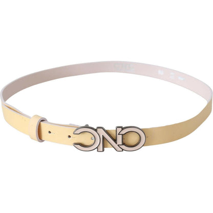 Costume National Beige Leather Pink Letter Logo Belt WOMAN BELTS