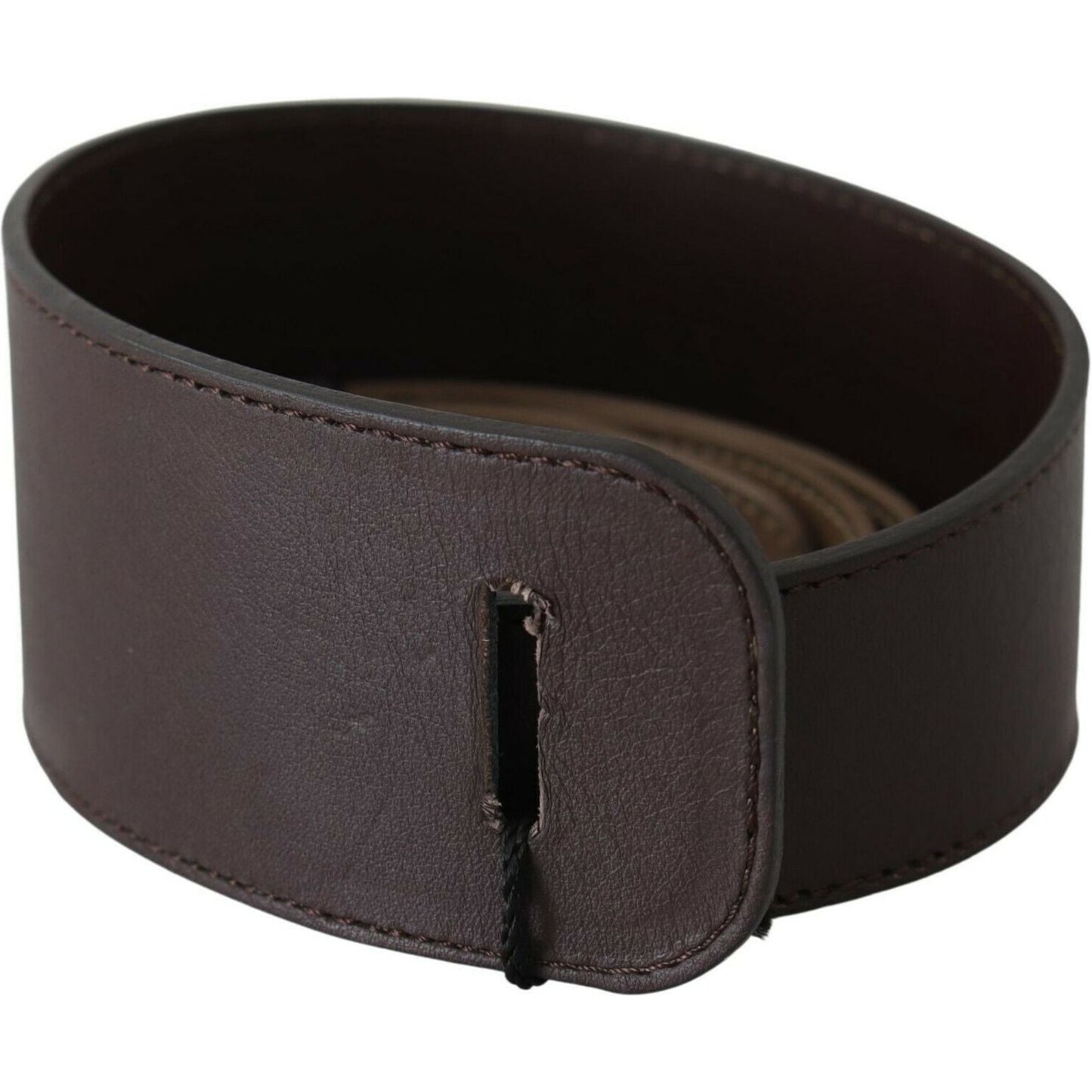 GF Ferre Brown Genuine Leather Logo Wide Waist Belt WOMAN BELTS