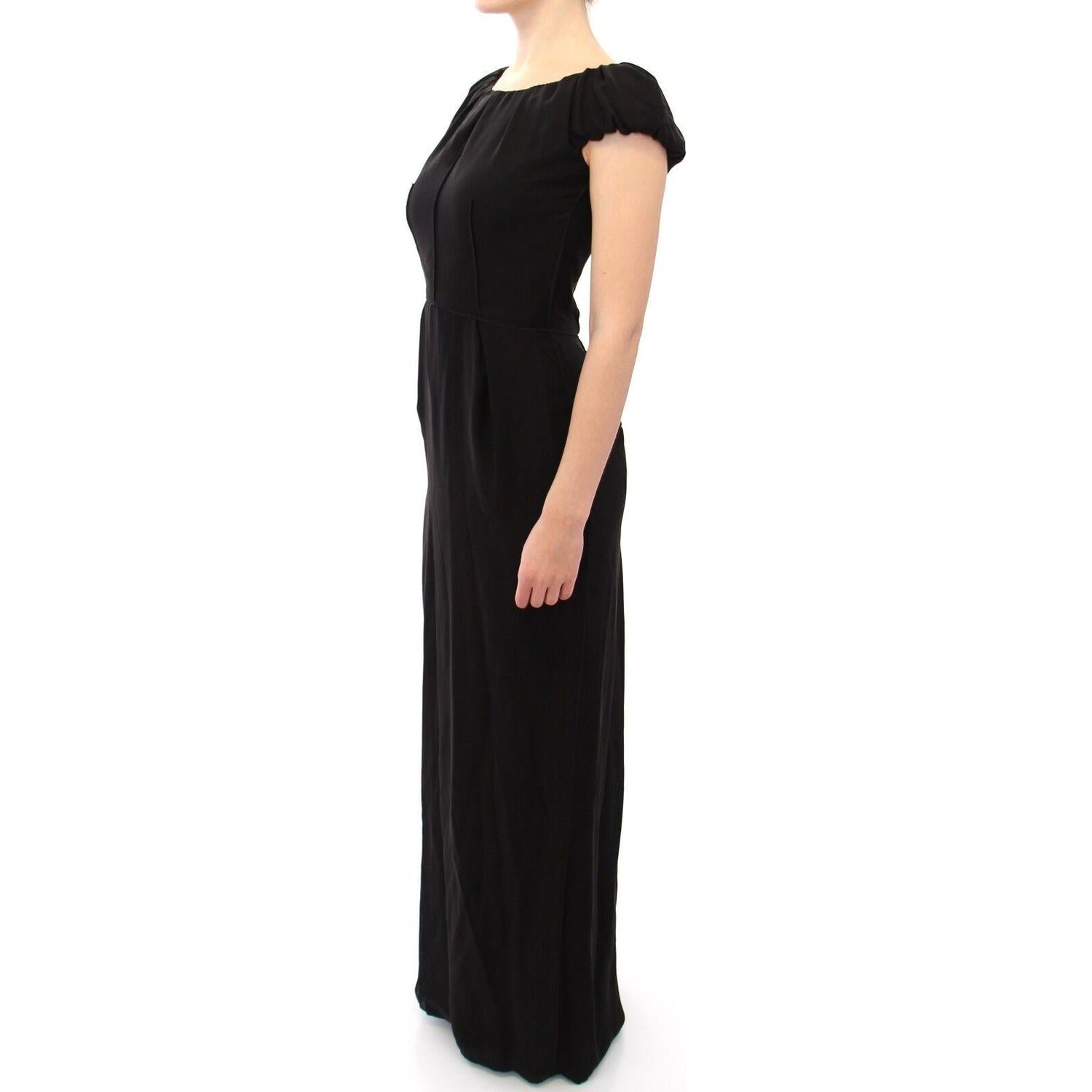 Dolce & Gabbana Black Silk Shortsleeve Gown Maxi IT Dress