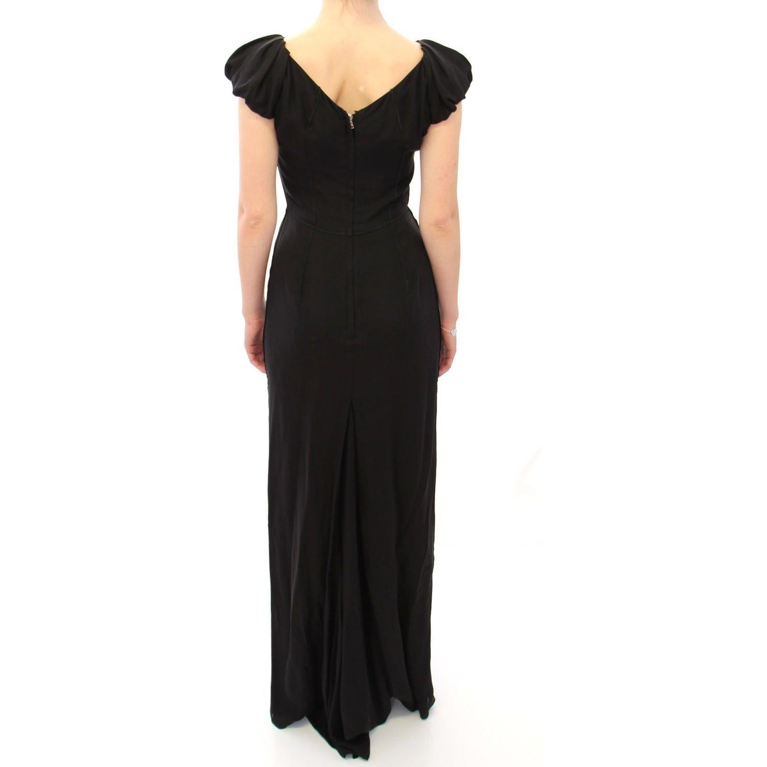 Dolce & Gabbana Black Silk Shortsleeve Gown Maxi IT Dress