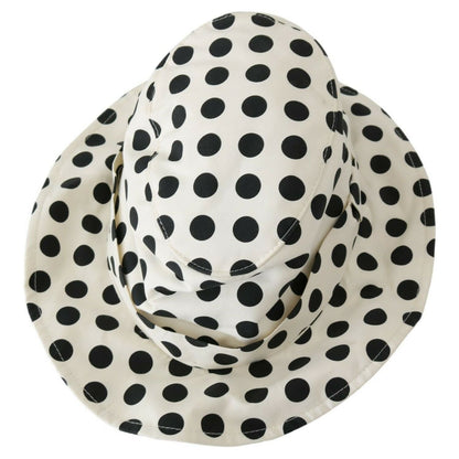 Dolce & Gabbana White 100% Cotton Polka Dot Design Trilby Hat