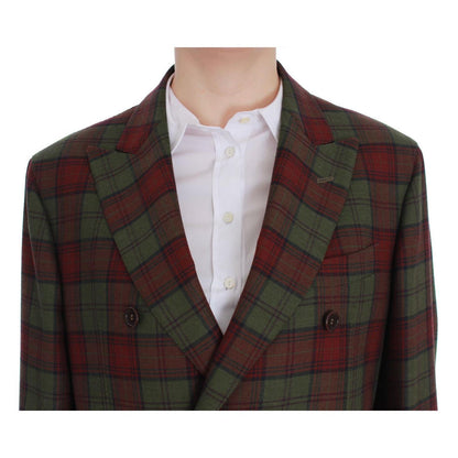 BENCIVENGA Green Wool Double Breasted Bordeaux Blazer Jacket