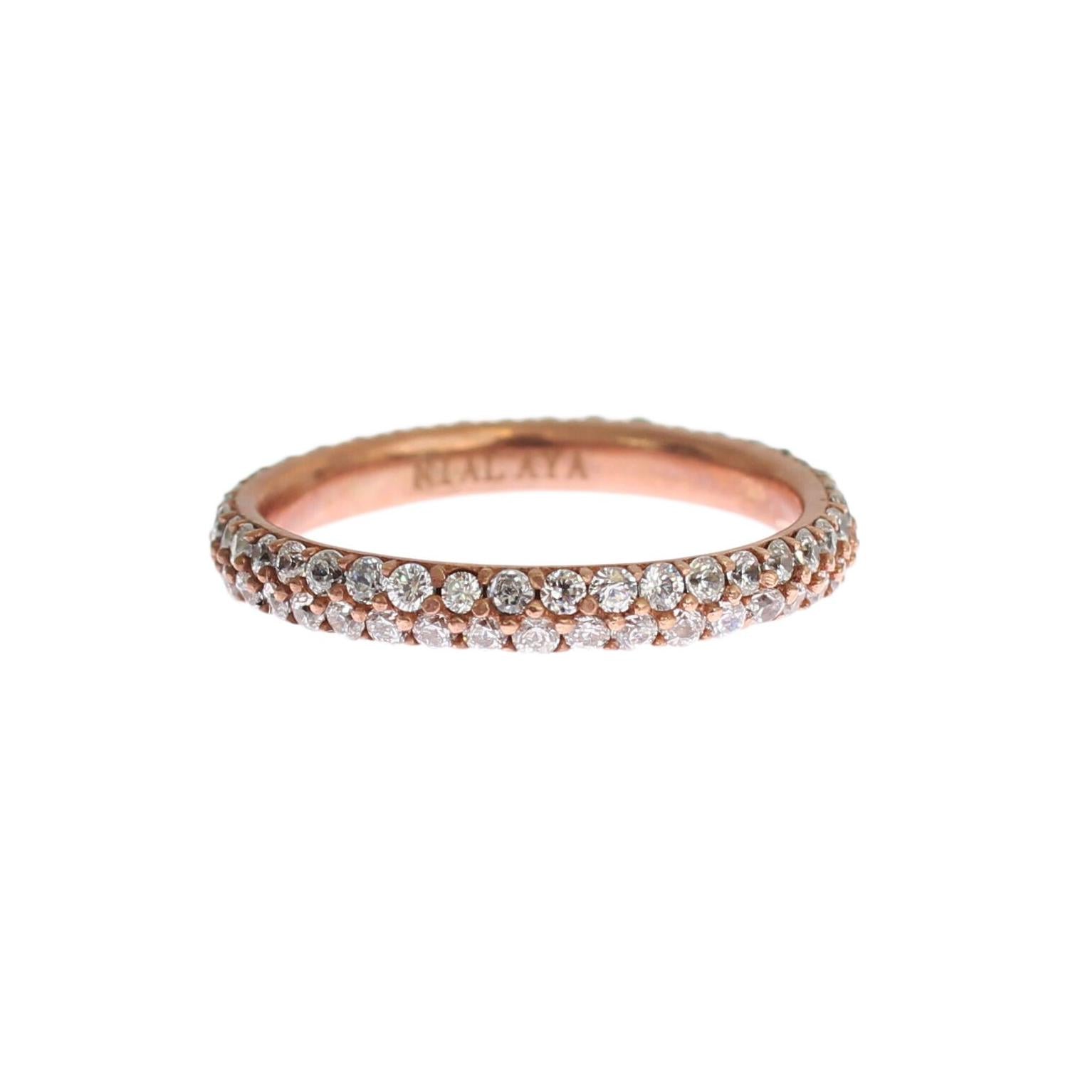 Nialaya Pink Gold 925 Silver Clear CZ Ring